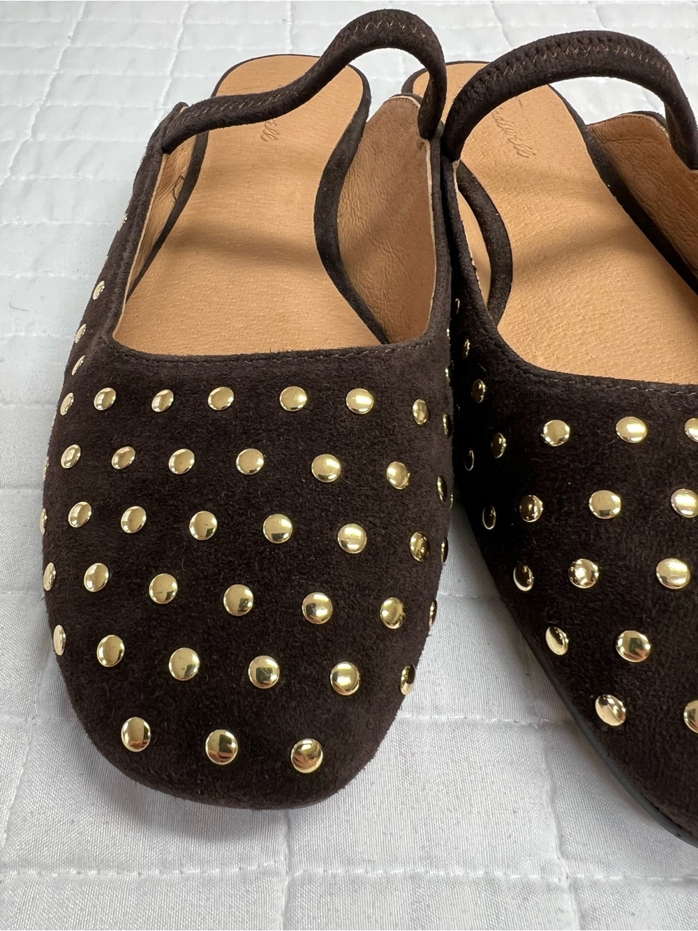 Madewell The Greta Ballet Flat Mule Studded in Dark Carob Brown Size 7 - Picture 8 of 11